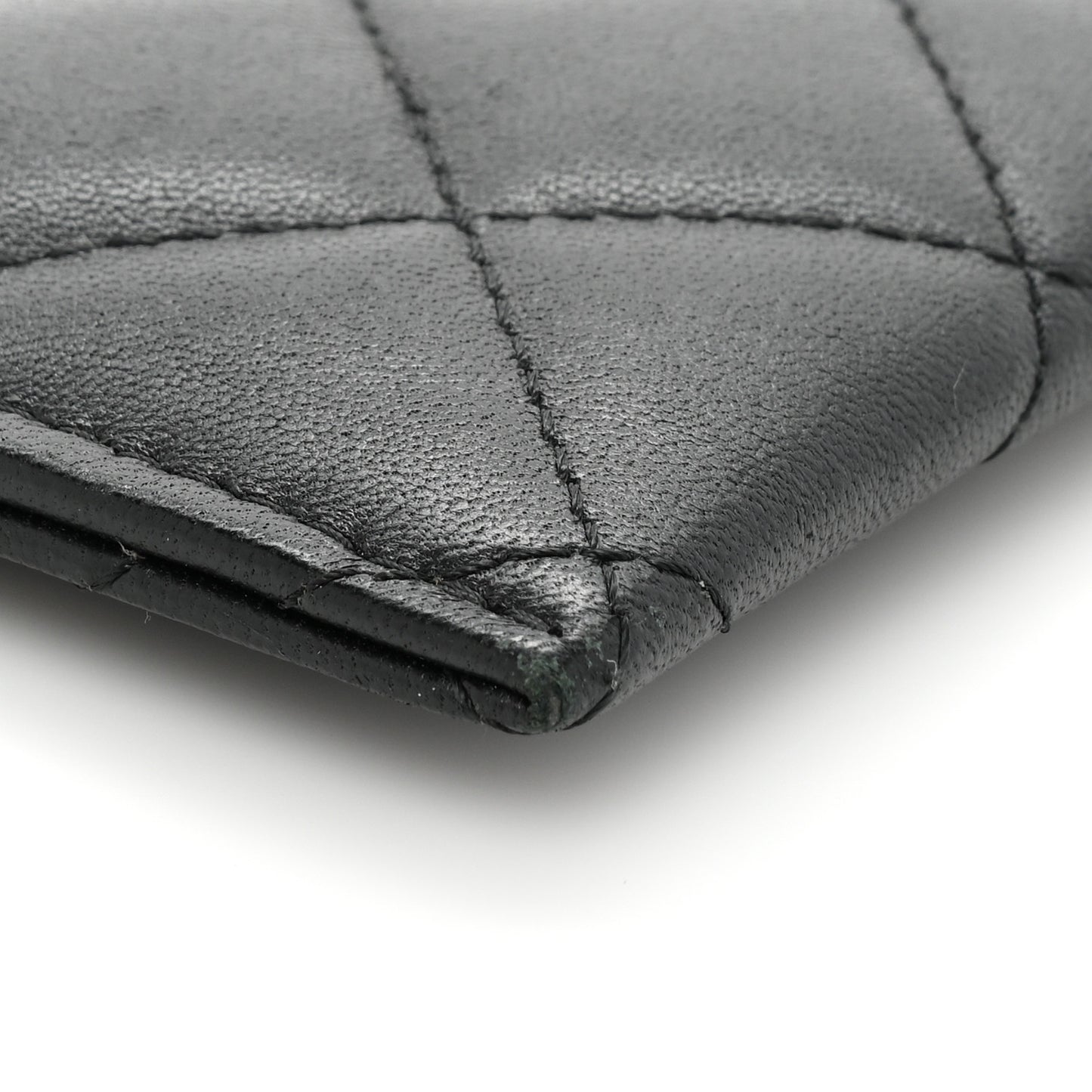 Lambskin Quilted Card Holder Black