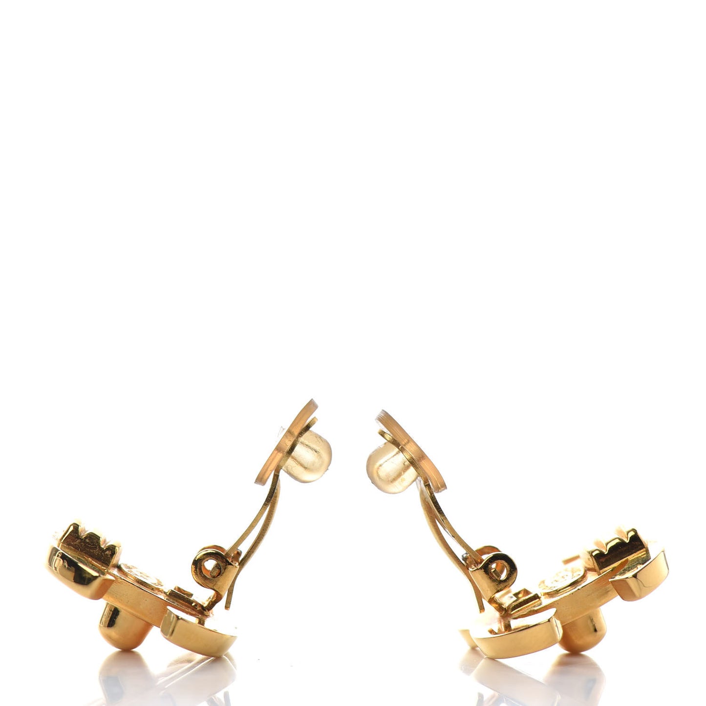 Metal CC Turnlock Clip On Earrings Gold