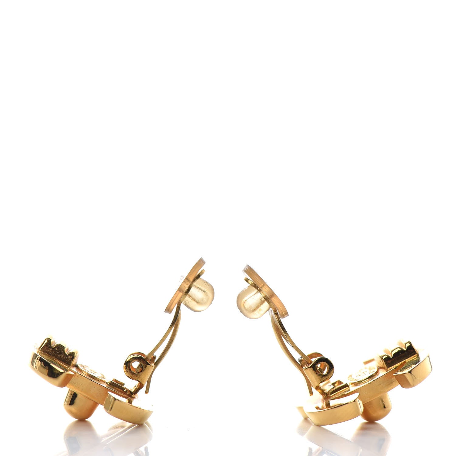 Chanel Metal CC Turnlock Clip On Earrings Gold 3 of 4