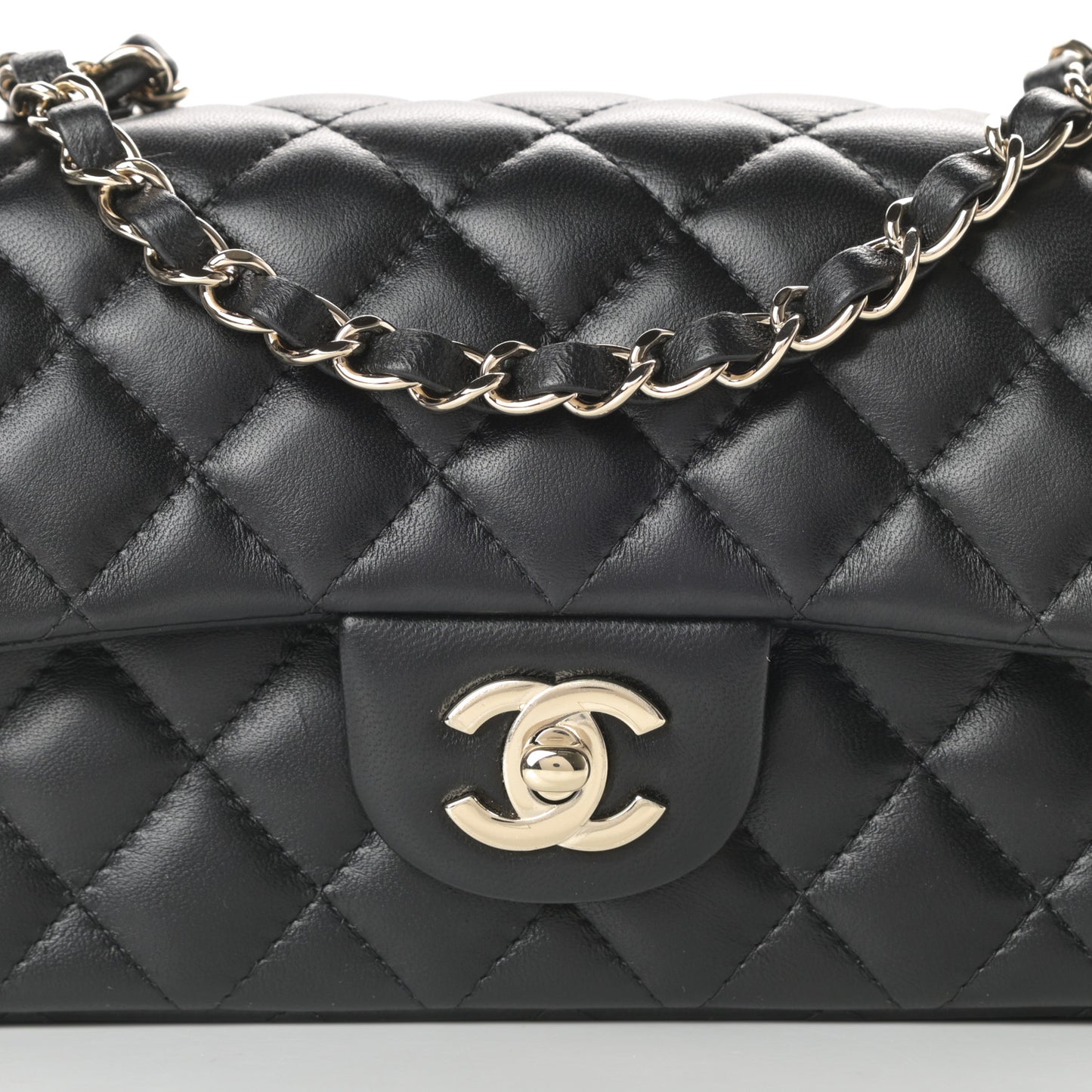 Lambskin Quilted Mini Rectangular Flap Black
