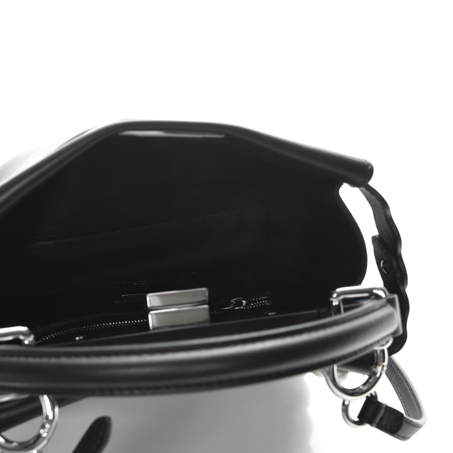 Vitello Seta Shiny Nappa Pearl Scallopped Studded Mini Peekaboo Iconic Satchel Black