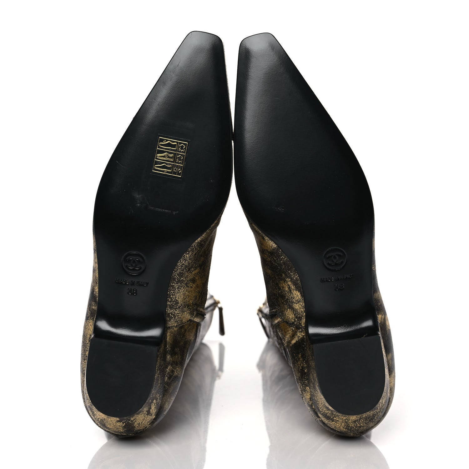 Chanel Laminated Goatskin High Boots 38 Gold 5 of 7
