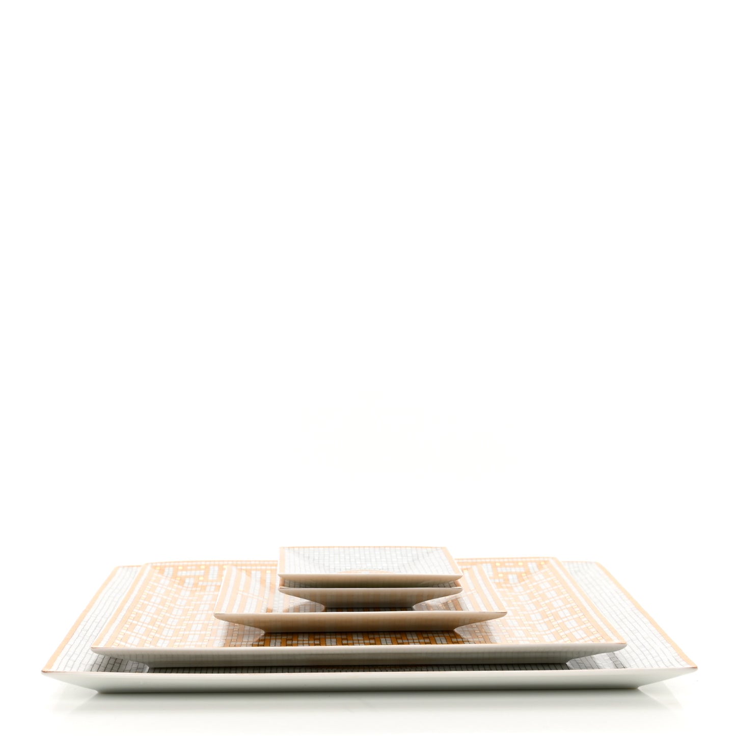 Porcelain Mosaique Au 24 Set of 5 Square Plates Gold