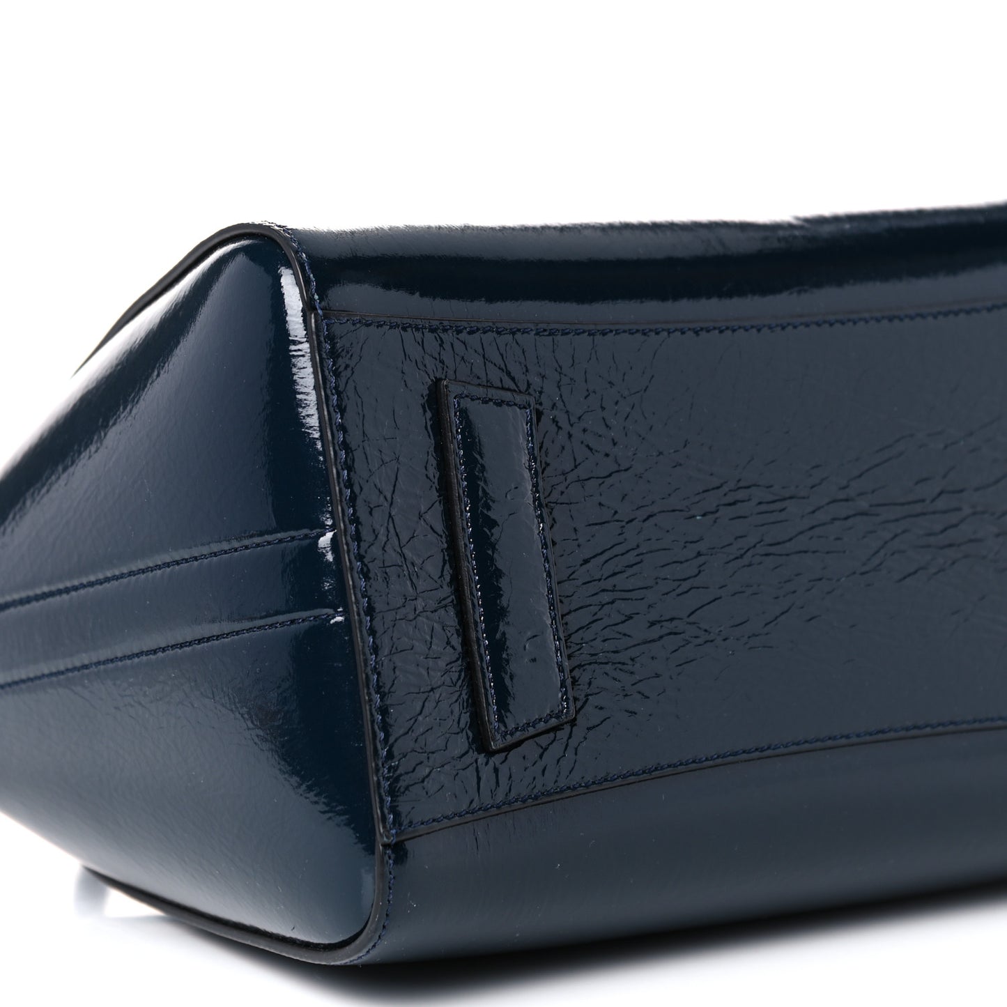 Crinkled Patent Deerskin Small Antigona Deep Blue