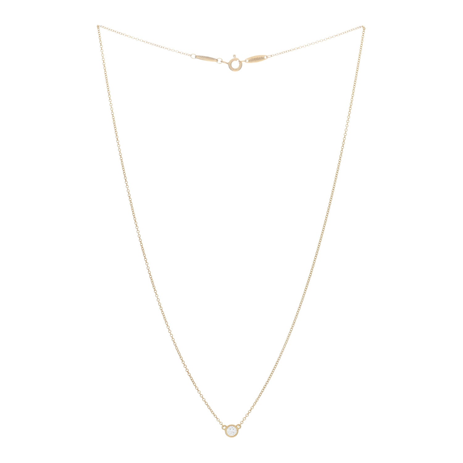 Tiffany 18K Yellow Gold Diamond .19ct Elsa Peretti Diamonds by the Yard Pendant Necklace 2 of 5
