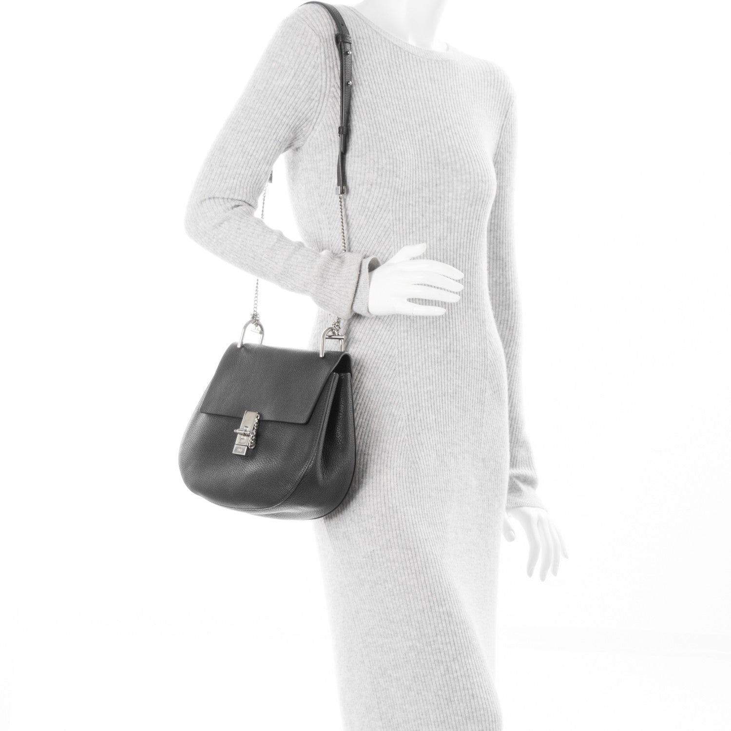 Chloe Grained Lambskin Medium Drew Shoulder Bag Black 2 of 7