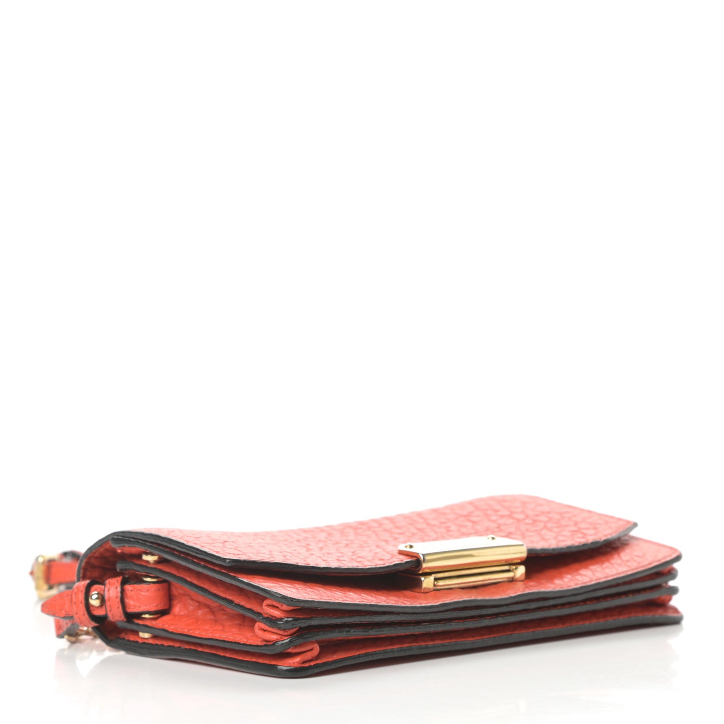 Signature Grain Small Madison Chain Clutch Orange