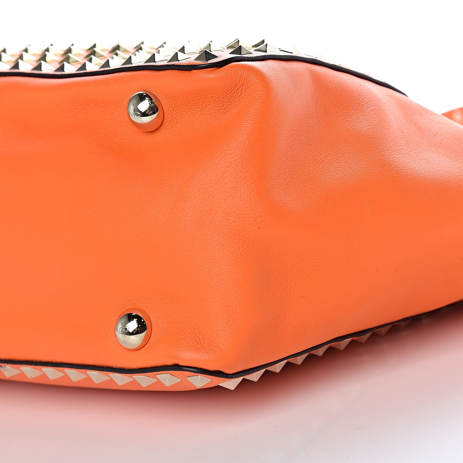 Valentino Garavani Vitello Medium Rockstud All Over Tote Orange 9 of 9