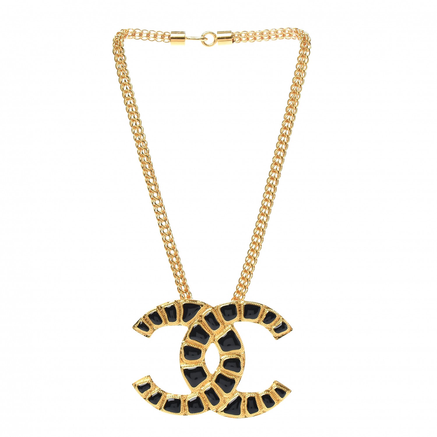 Chanel Resin Along The Nile CC Pendant Necklace Gold Black 3 of 5