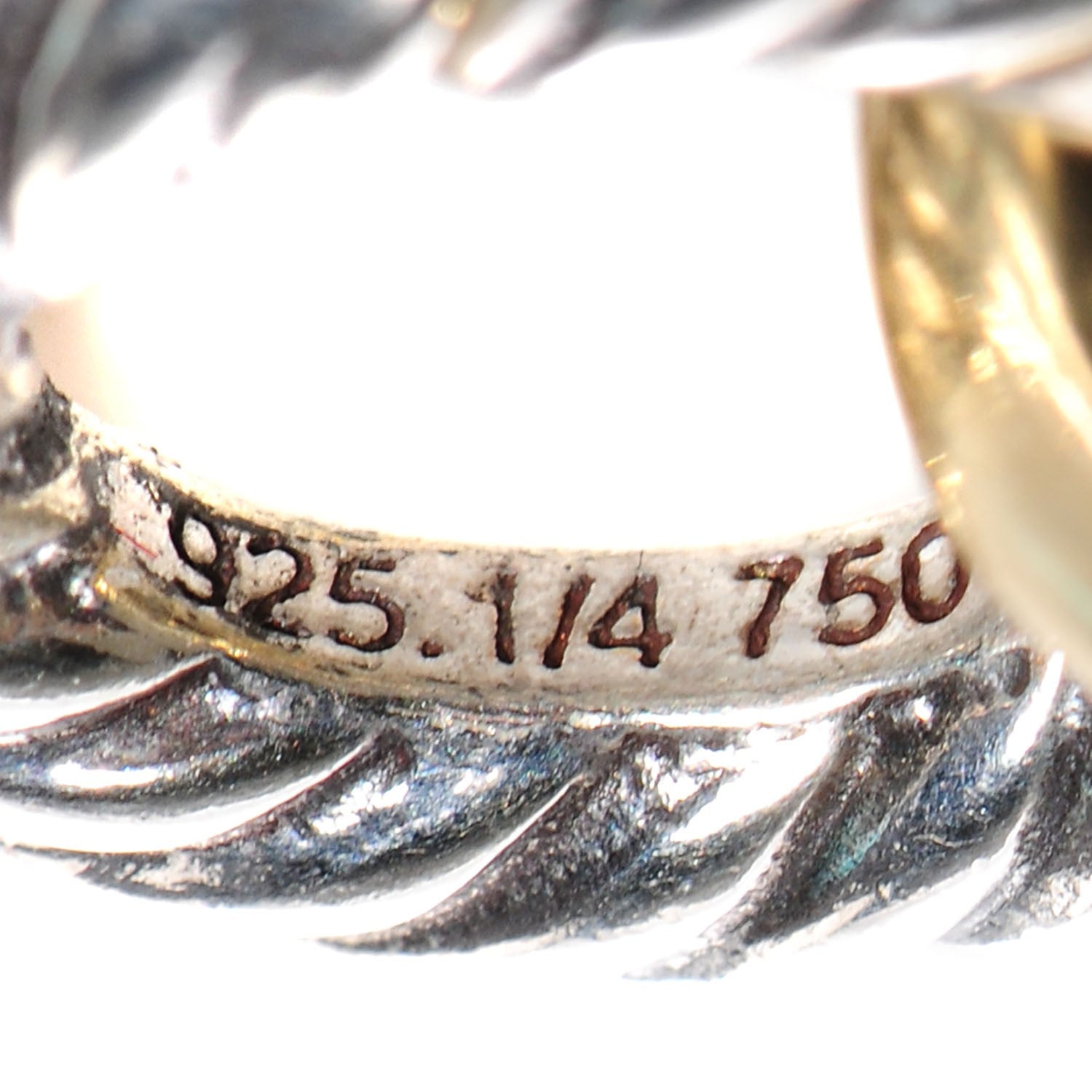 David Yurman Sterling Silver 18K Yellow Gold 10mm Medium Oval Link Bracelet 3 of 4