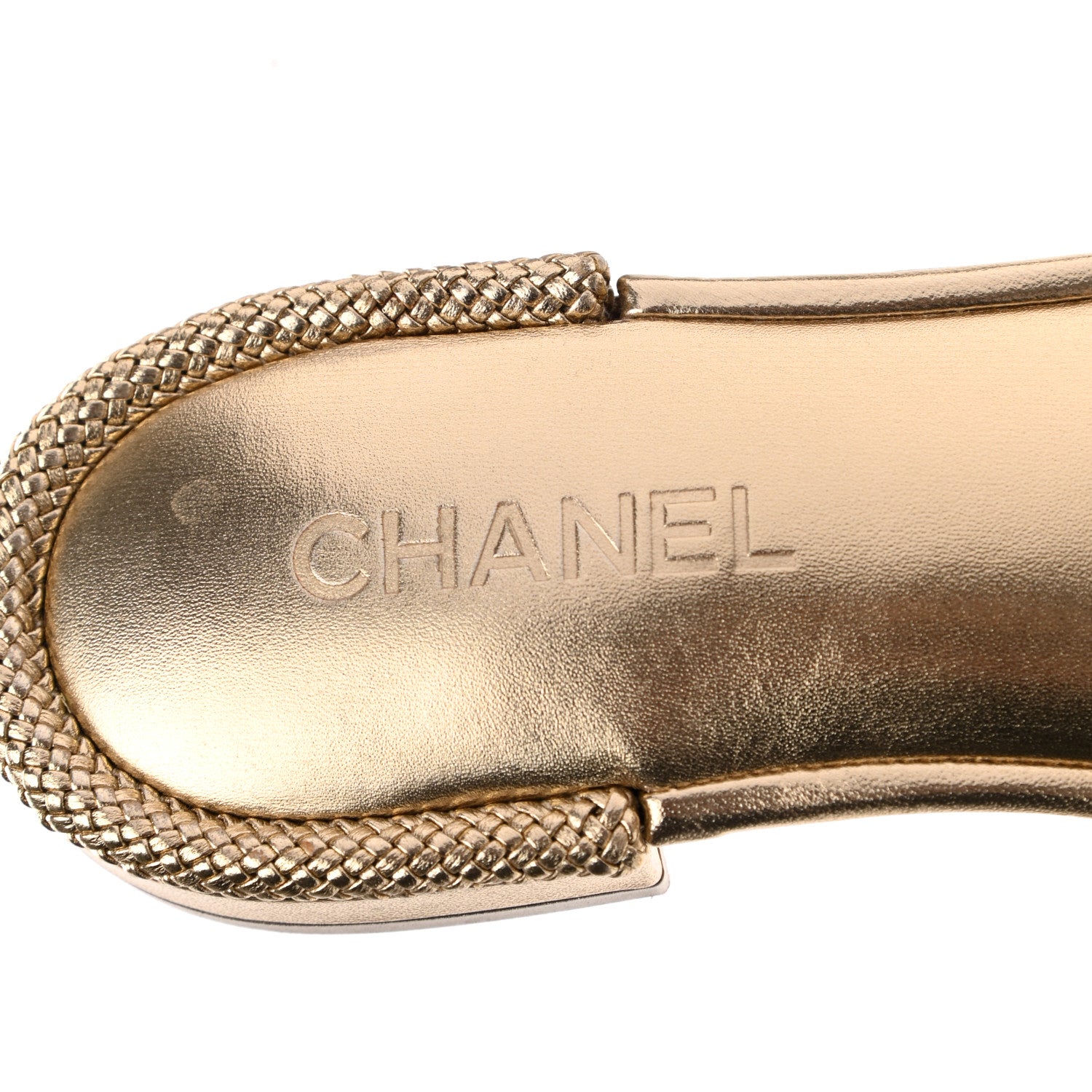 Chanel Metallic Lambskin CC Braided Mules 39.5 Gold 8 of 12