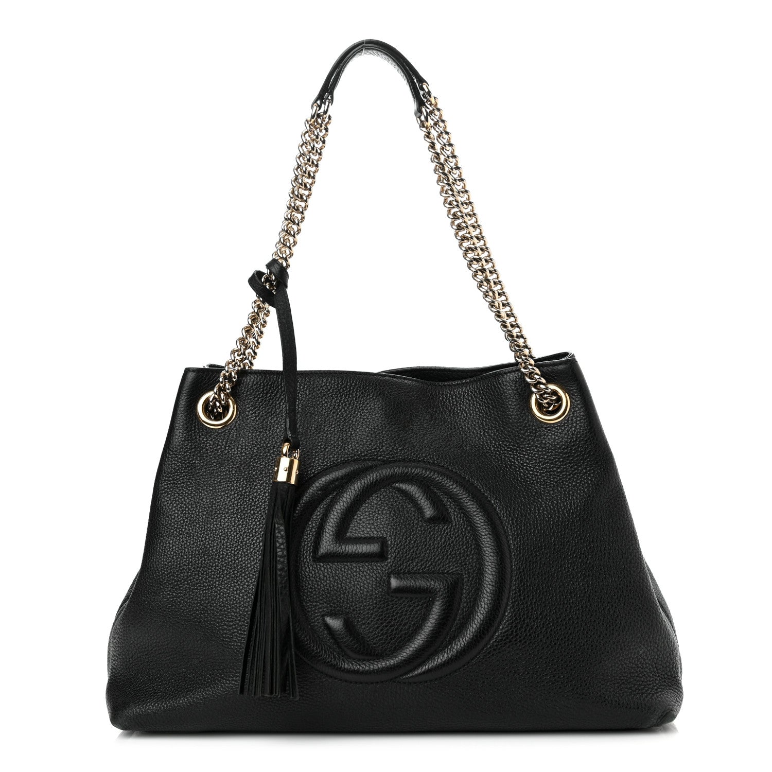 Gucci Pebbled Calfskin Medium Soho Chain Shoulder Bag Black 1 of 15