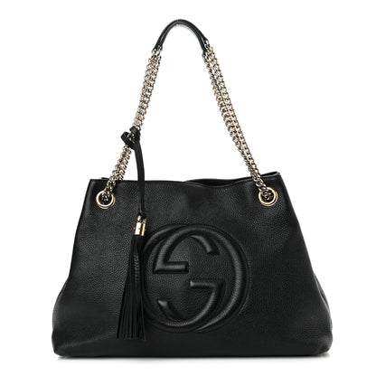 Gucci Pebbled Calfskin Medium Soho Chain Shoulder Bag Black 1 of 15