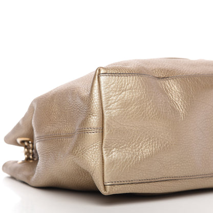 Gucci Metallic Pebbled Calfskin Medium Soho Chain Shoulder Bag Golden Beige 6 of 12