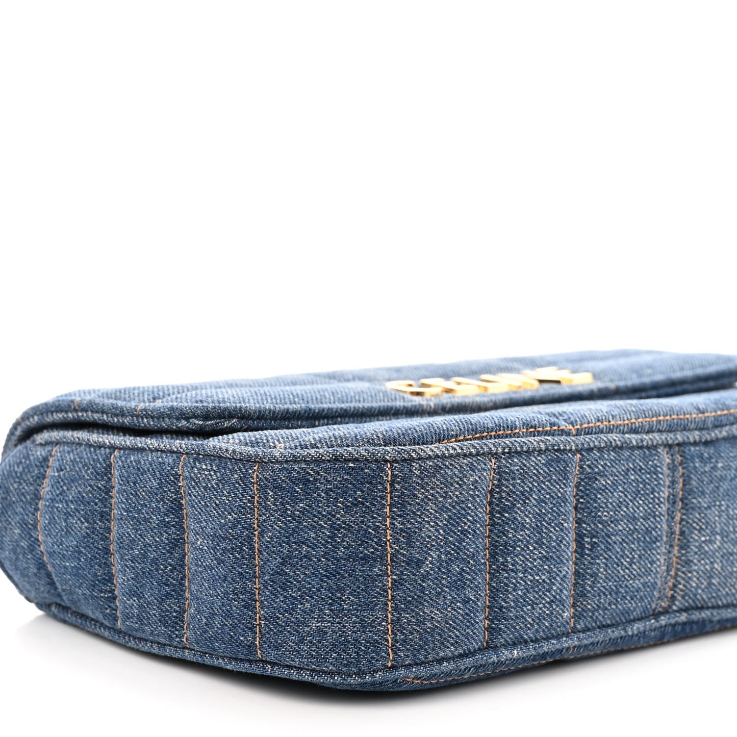 Denim Matelasse Chain Shoulder Bag Blue