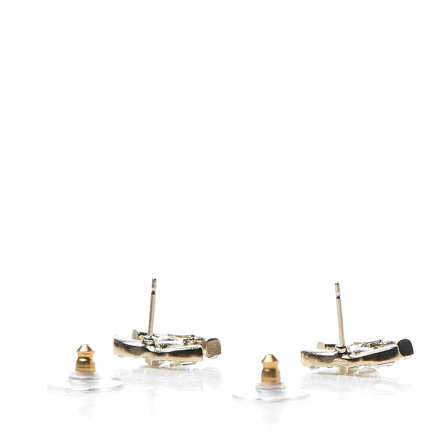 Chanel Crystal Baguette CC Earrings Gold 3 of 5