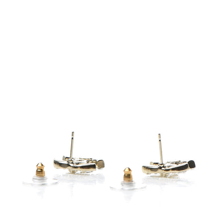 Chanel Crystal Baguette CC Earrings Gold 3 of 5