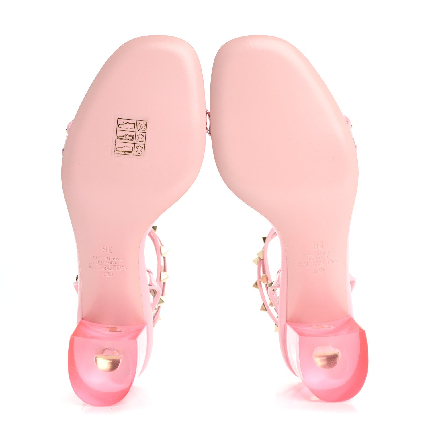 Valentino Garavani Nappa Rockstud PVC Ankle Straps Sandals 36 Rose Couture 6 of 12