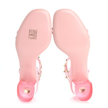 Valentino Garavani Nappa Rockstud PVC Ankle Straps Sandals 36 Rose Couture 6 of 12