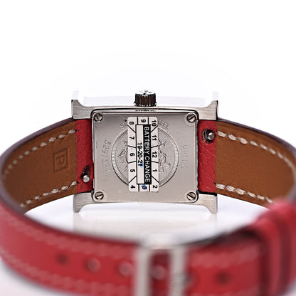 Hermes Stainless Steel Chevre Mysore 17.2mm Heure H Hour Quartz Watch Bougainvillea 5 of 10