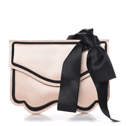 Chanel Satin Bow Flap Clutch Pink Black 1 of 7