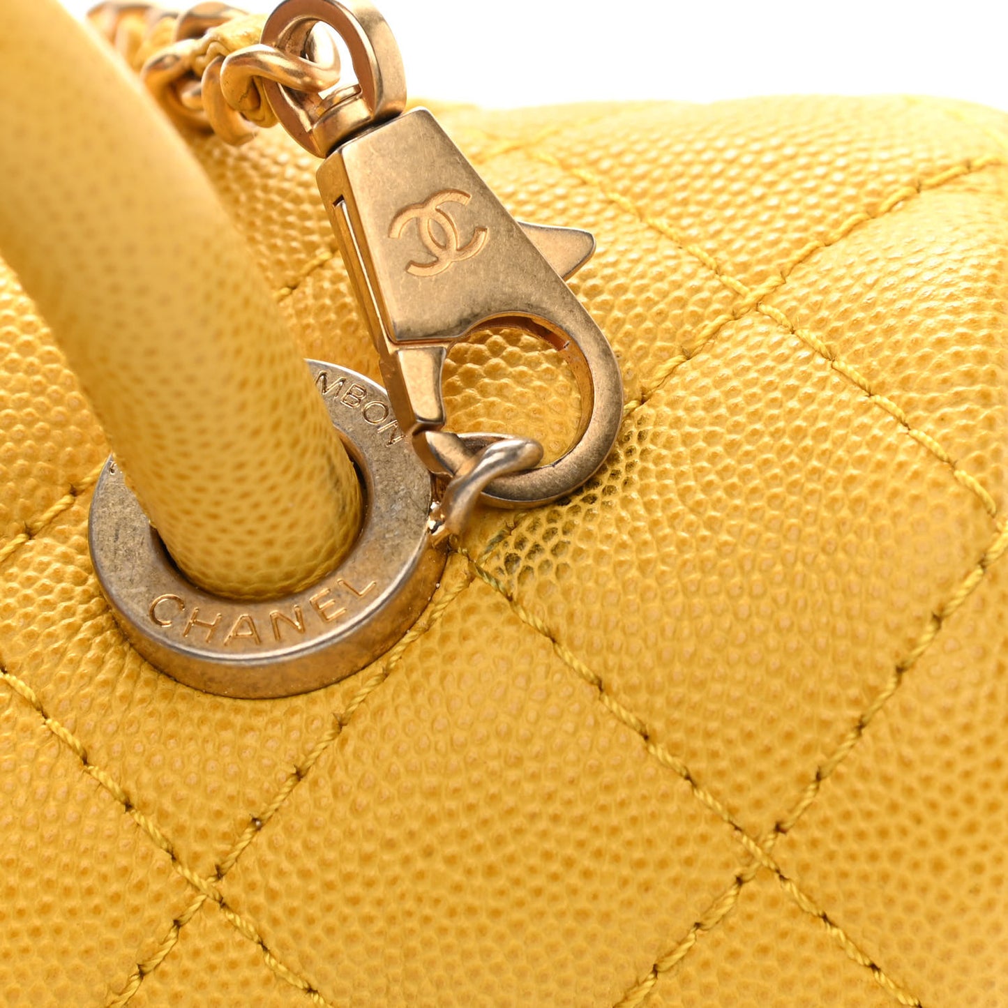 Caviar Quilted Mini Coco Handle Flap Yellow