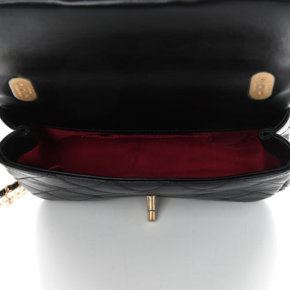 Chanel Calfskin Quilted Small Crystal Pearls Flap Bag Black 5 of 10