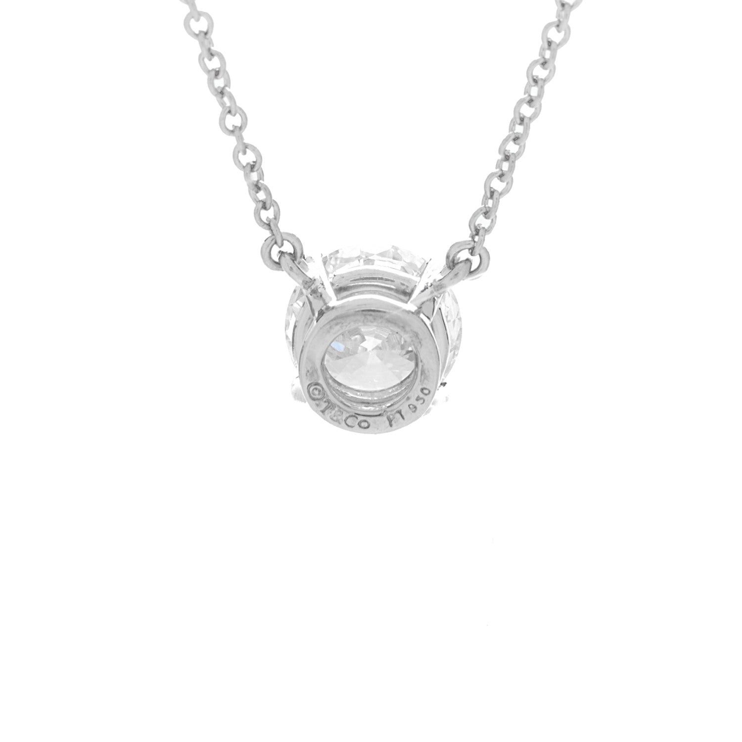 Tiffany Platinum Diamond 1.22ct Solitaire Pendant Necklace 3 of 4
