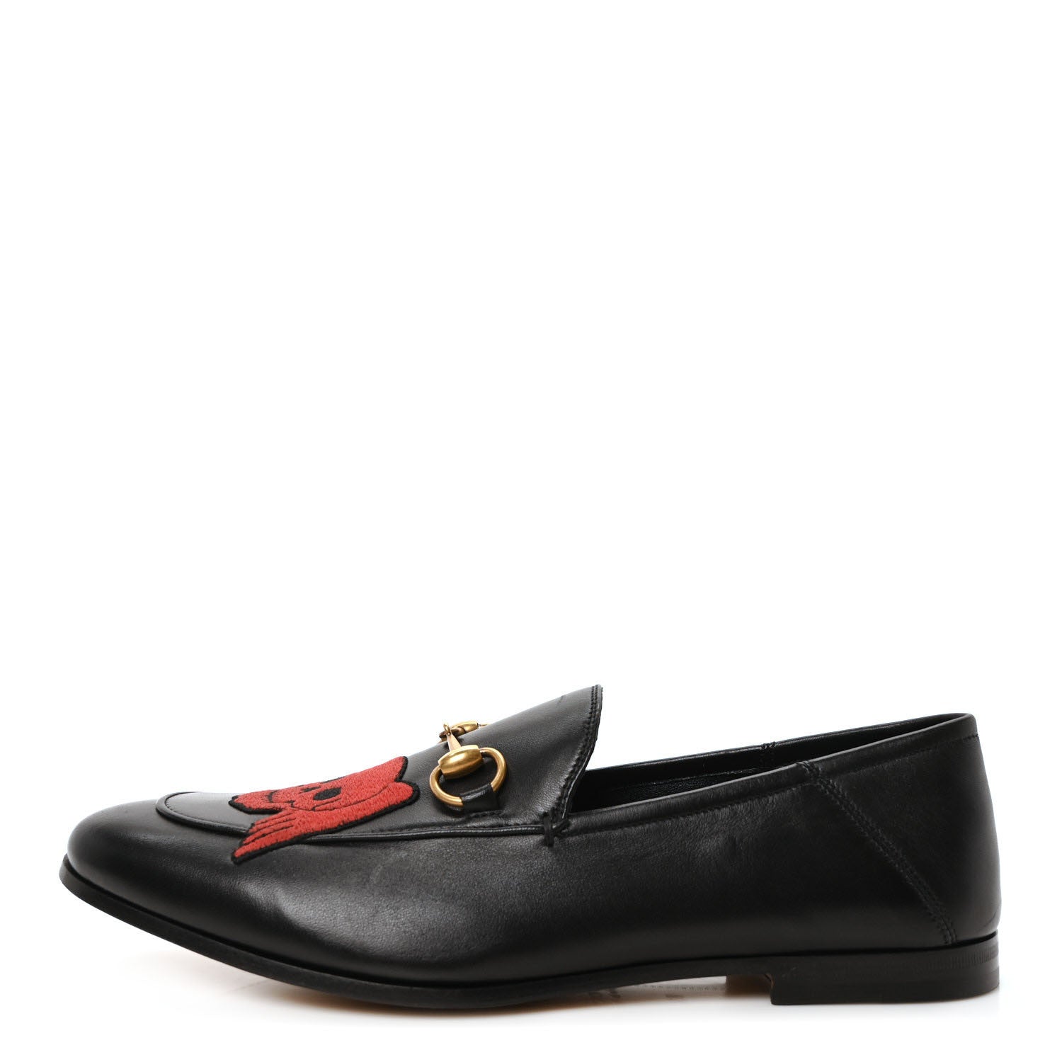 Gucci Lambskin Skull Embroidered Mens Brixton Horsebit Loafers 8.5 Black 1 of 10