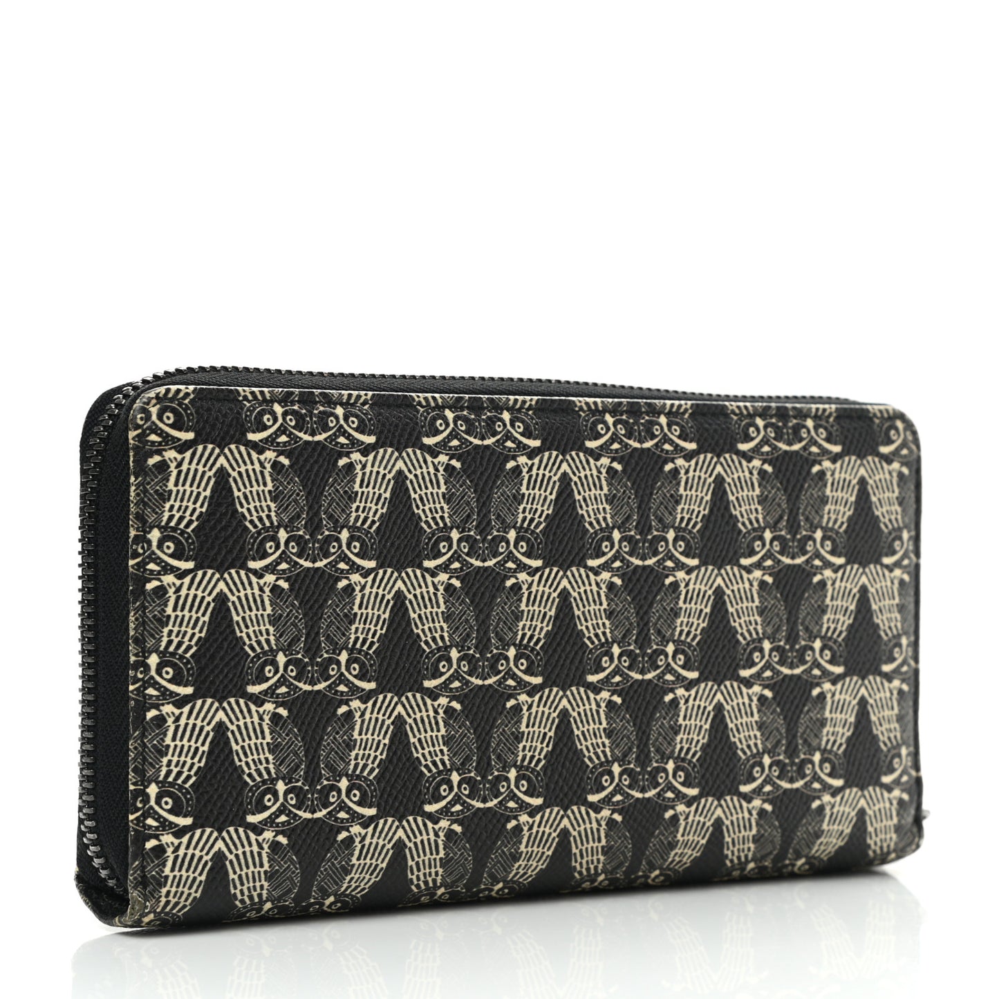Dauphine Owl Print Zip Around Wallet Black