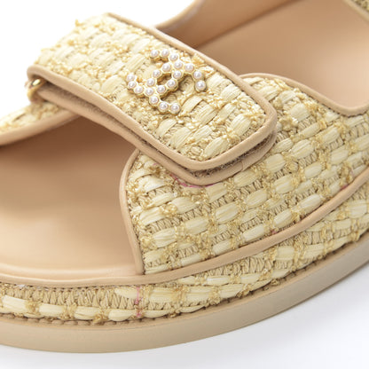 Chanel Braided Fabric Velcro Dad Sandals 39.5 Beige 8 of 12