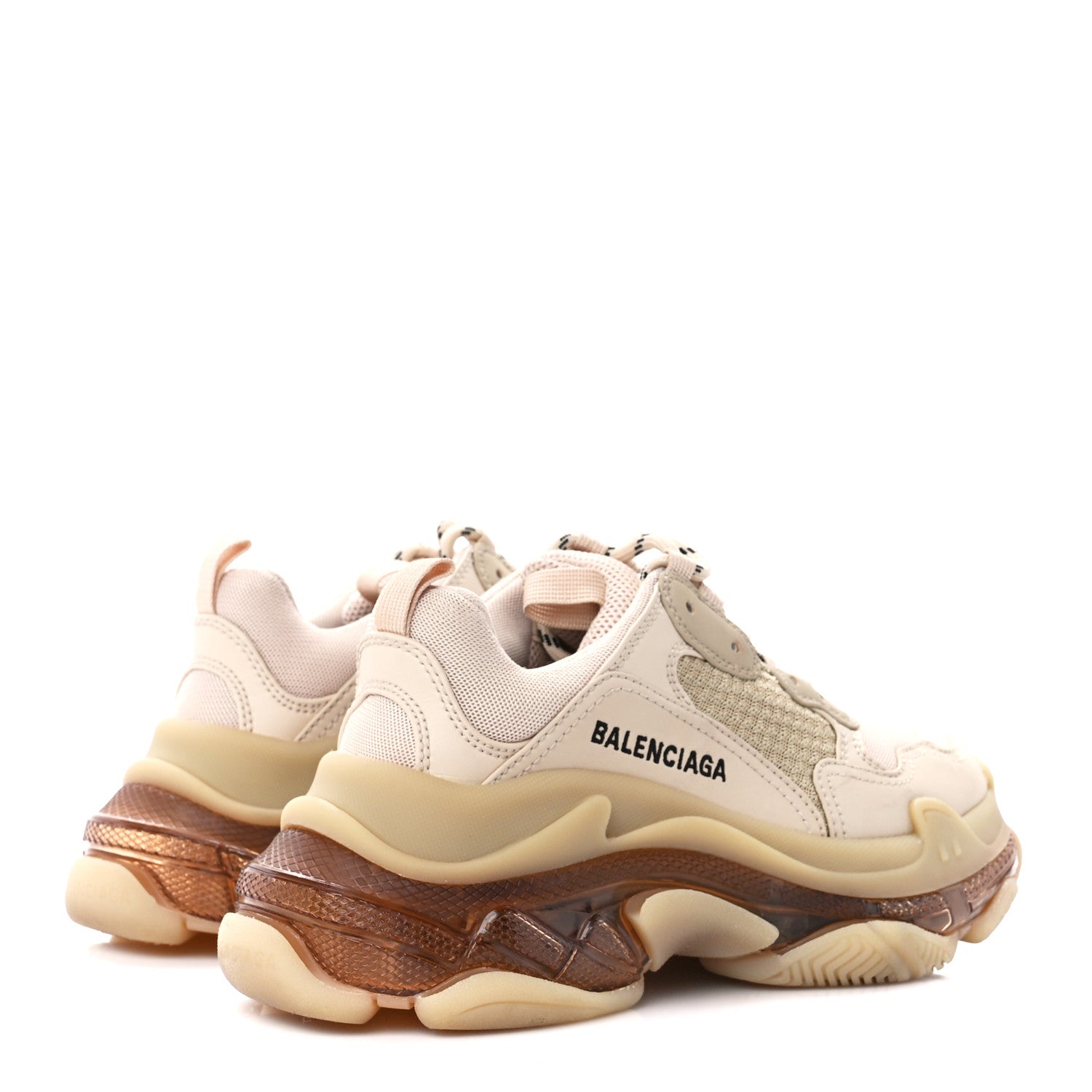 Balenciaga Fabric Mesh Clear Sole Womens Triple S Sneakers 36 Beige 4 of 8