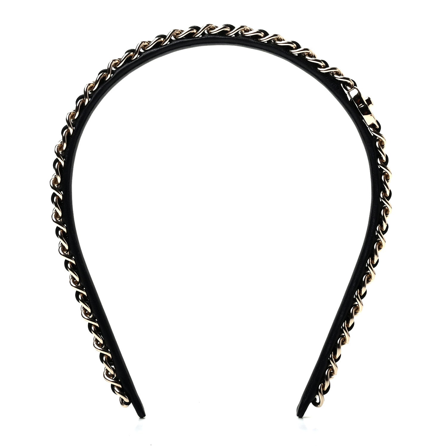 Chanel Metal Lambskin CC Turnlock Chain Headband Gold Black 3 of 5