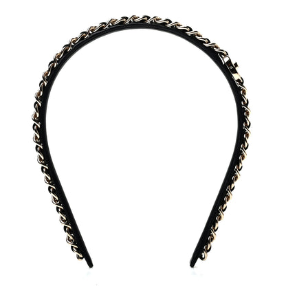 Chanel Metal Lambskin CC Turnlock Chain Headband Gold Black 3 of 5
