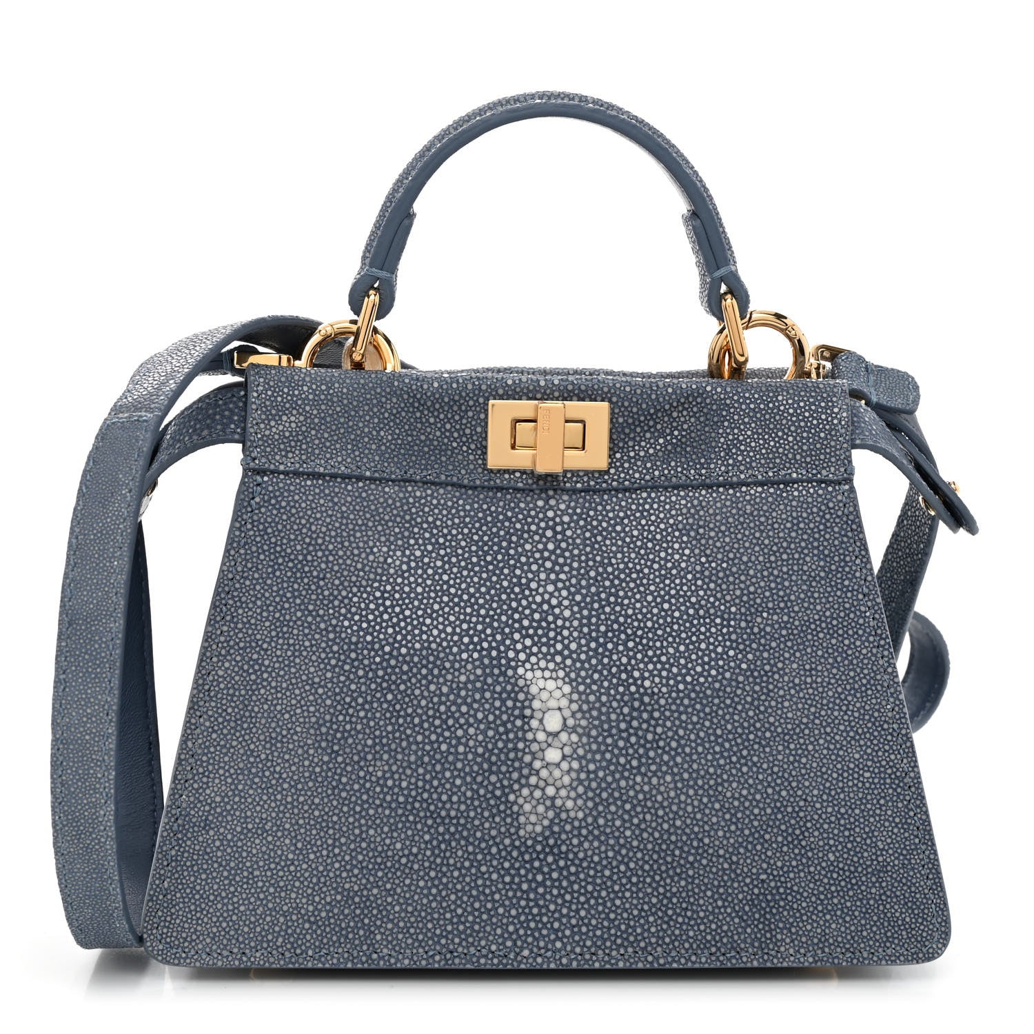 Fendi Stingray Shiny Nappa Petite Peekaboo I SEE U Satchel Mirto 1 of 12