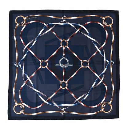 Hermes Silk Figure Artistique Scarf 90 Bleu Noir Brun Chocolate 1 of 5