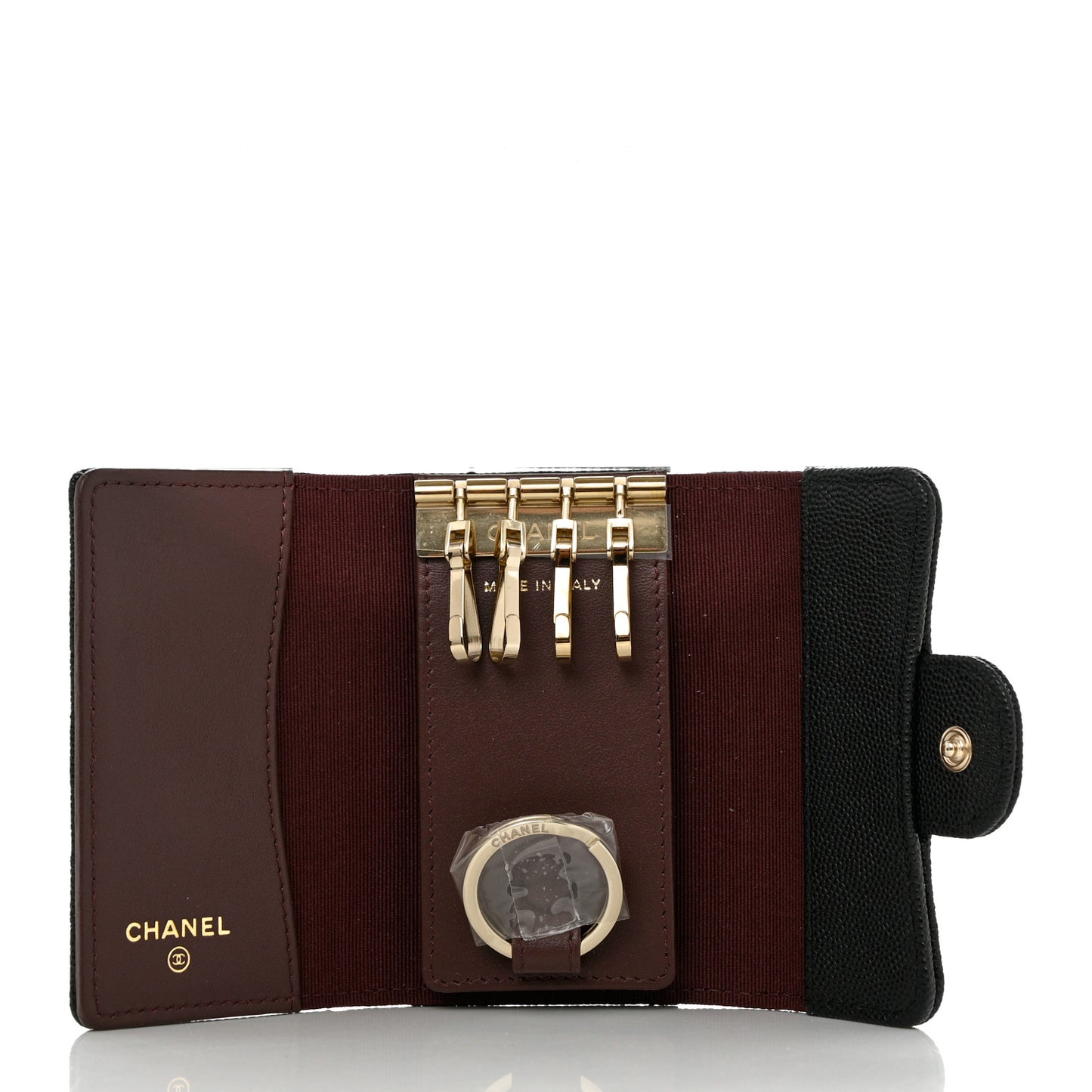 Caviar Quilted Classic 4 Key Holder Wallet Black