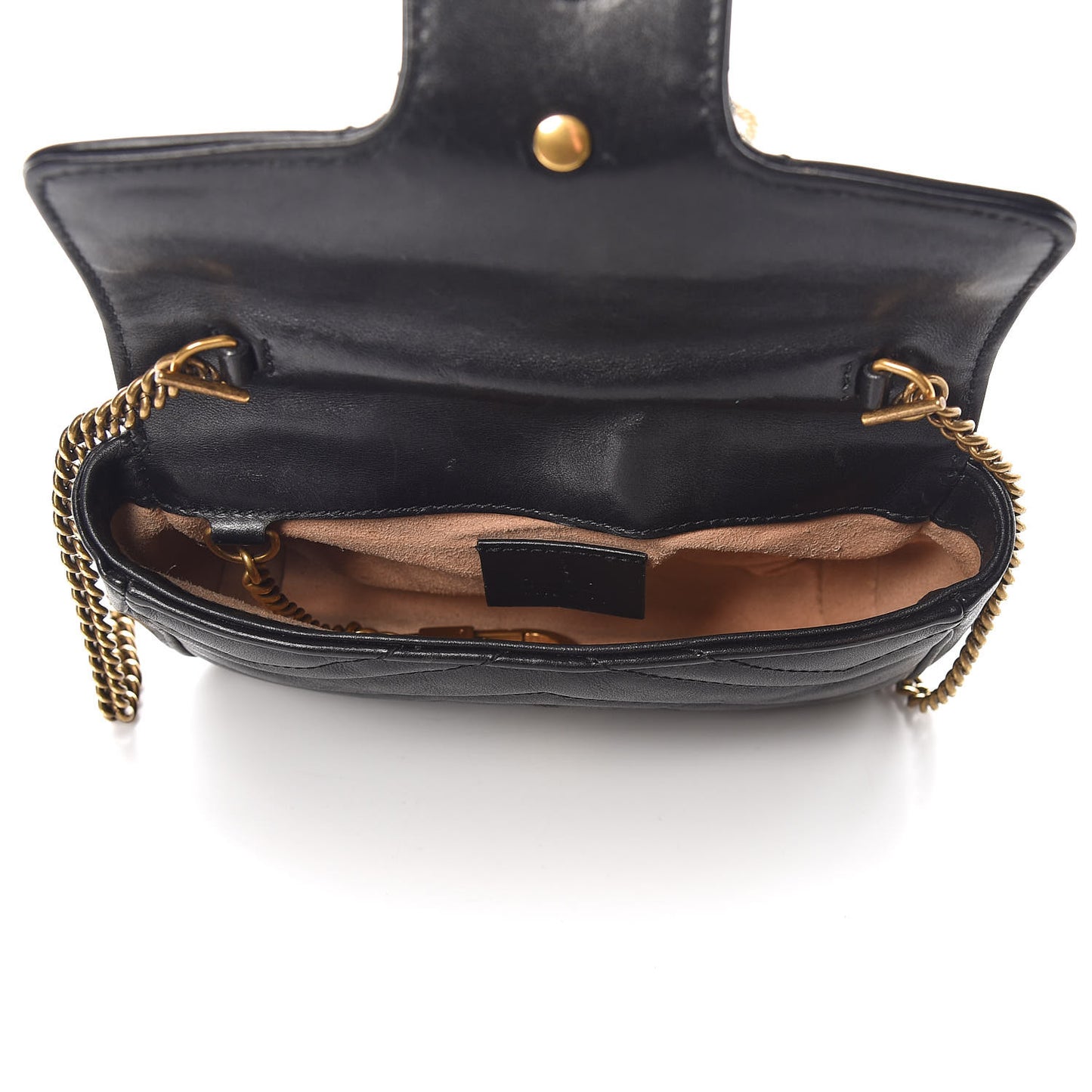 Calfskin Matelasse Super Mini GG Marmont Shoulder Bag Black