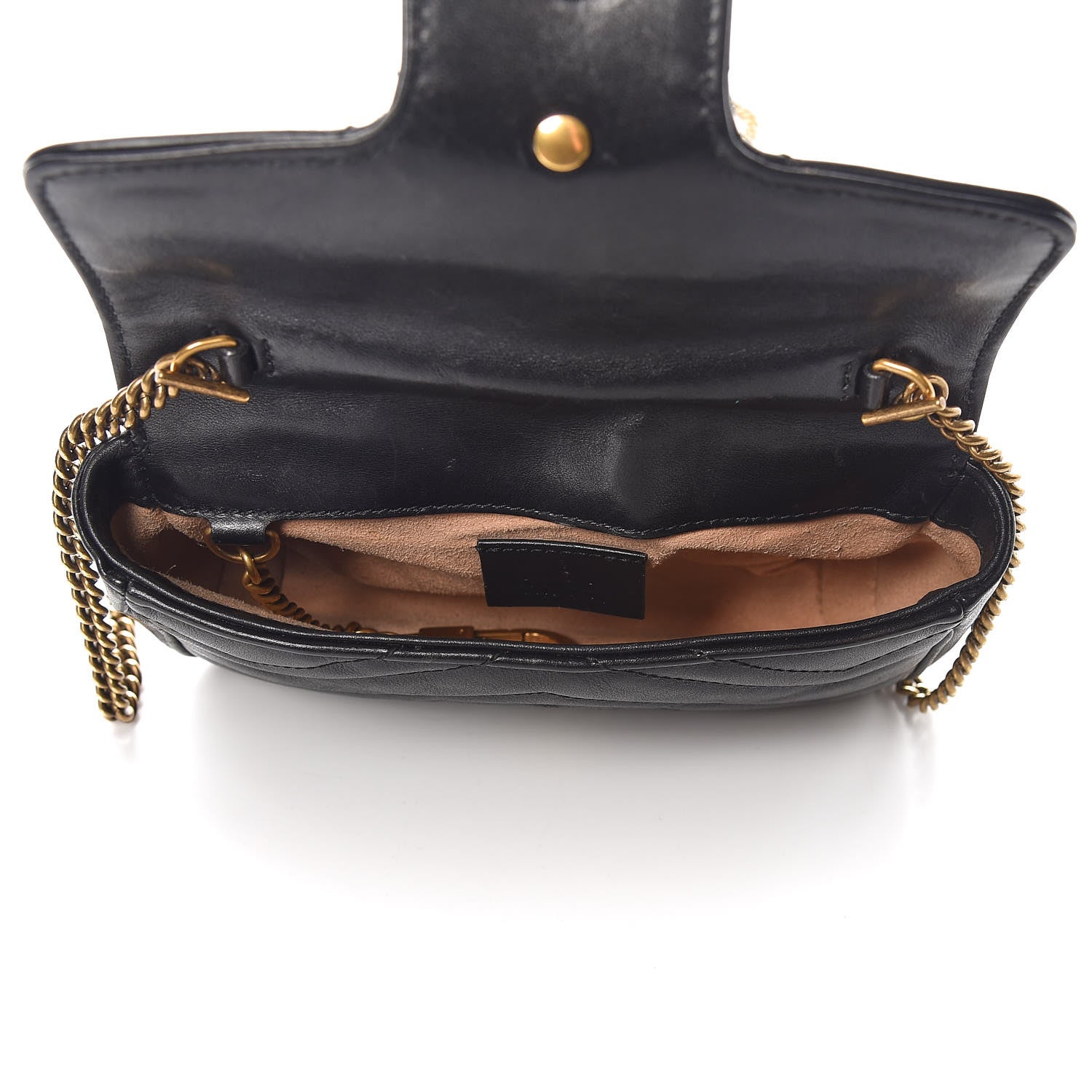 Gucci Calfskin Matelasse Super Mini GG Marmont Shoulder Bag Black 5 of 13