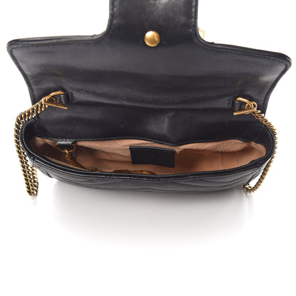 Gucci Calfskin Matelasse Super Mini GG Marmont Shoulder Bag Black 5 of 13
