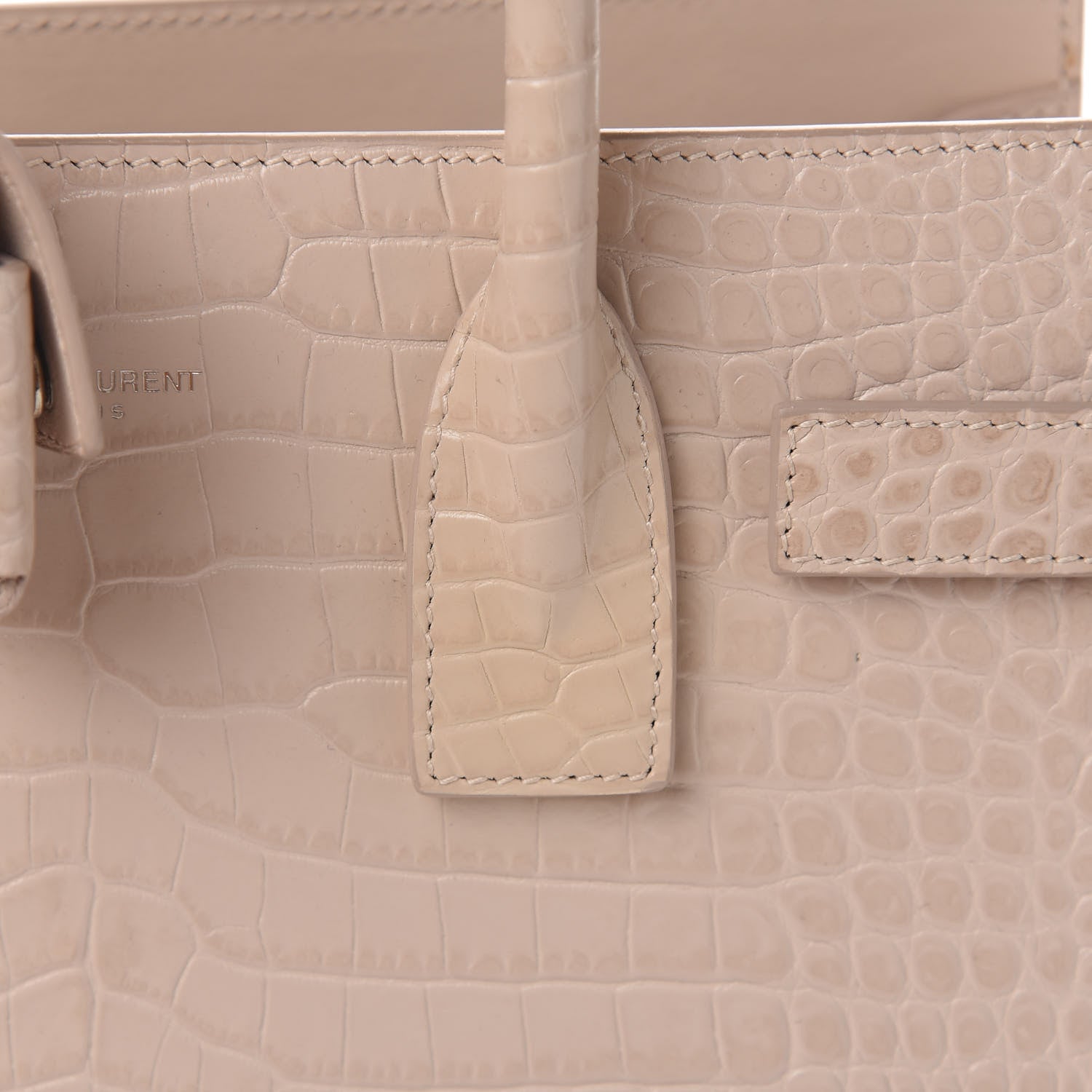 Saint Laurent Calfskin Crocodile Embossed Baby Sac De Jour Rose Antic 8 of 13