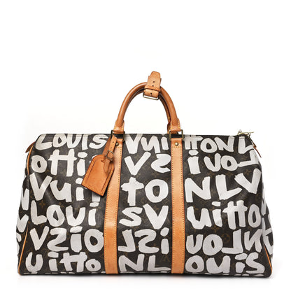 Louis Vuitton Monogram Graffiti Keepall 50 Silver 1 of 12