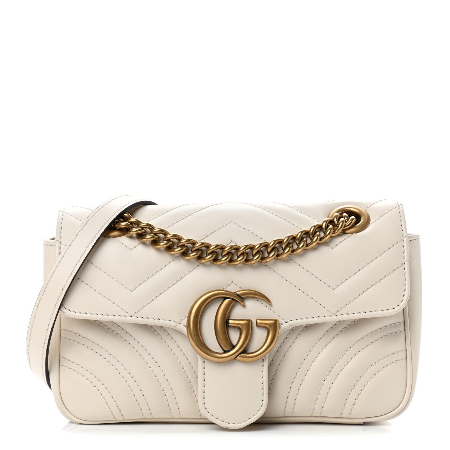 Gucci Calfskin Matelasse Mini GG Marmont Shoulder Bag White 1 of 10
