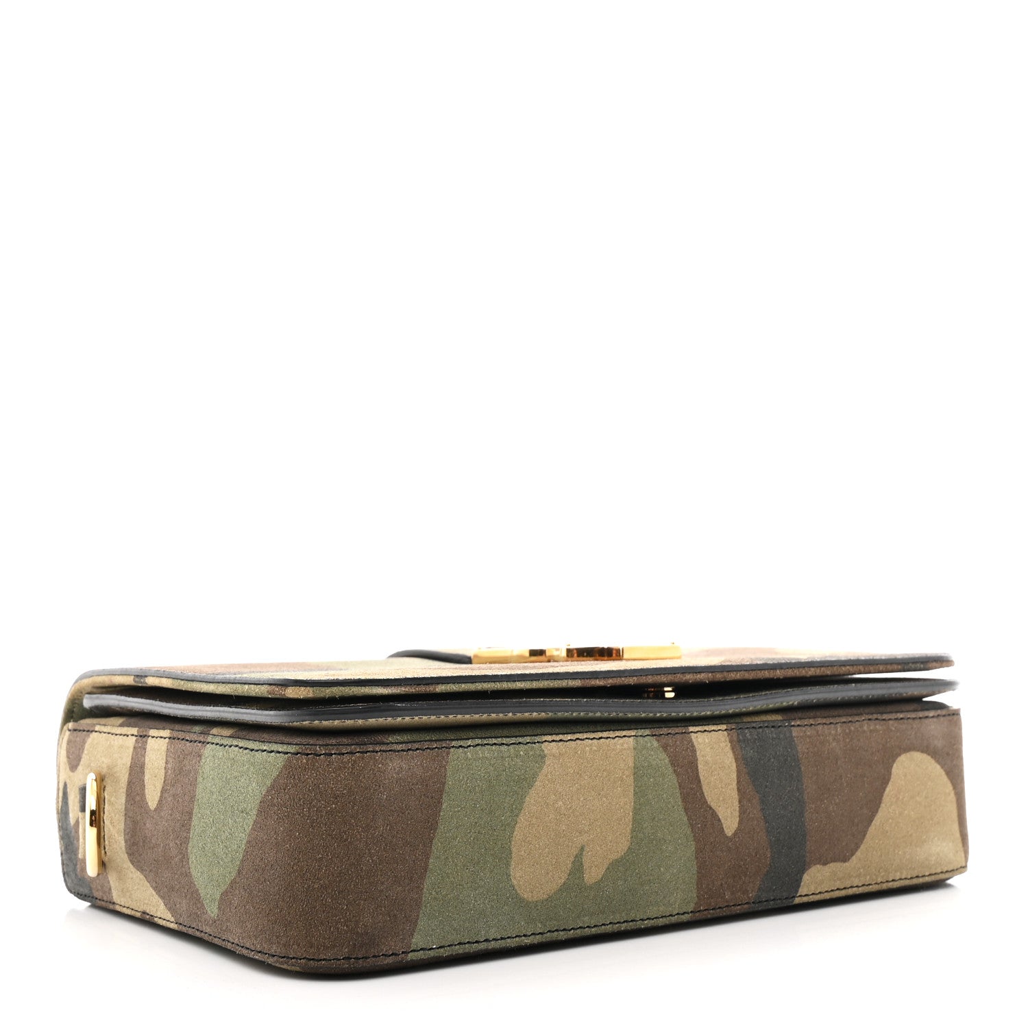 Saint Laurent Suede Monogram University Camouflage Shoulder Bag Green 4 of 10