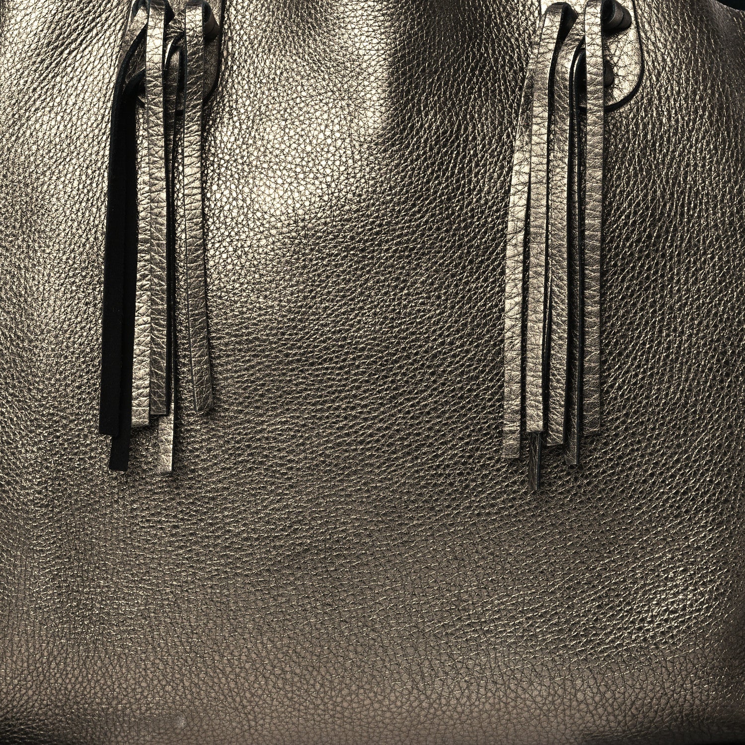 Valentino Garavani Metallic Grained Calfskin C-Rockee Fringe Tote Sasso 7 of 9