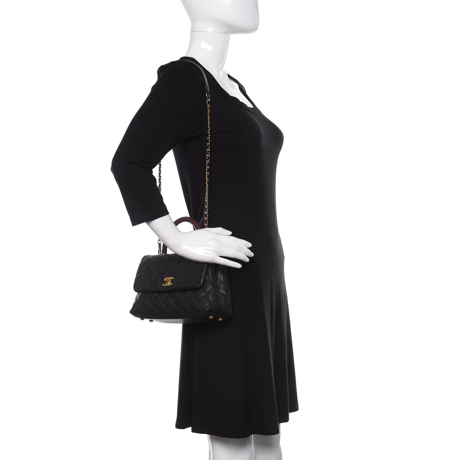 Chanel Caviar Lizard Quilted Mini Coco Handle Flap Black 2 of 11