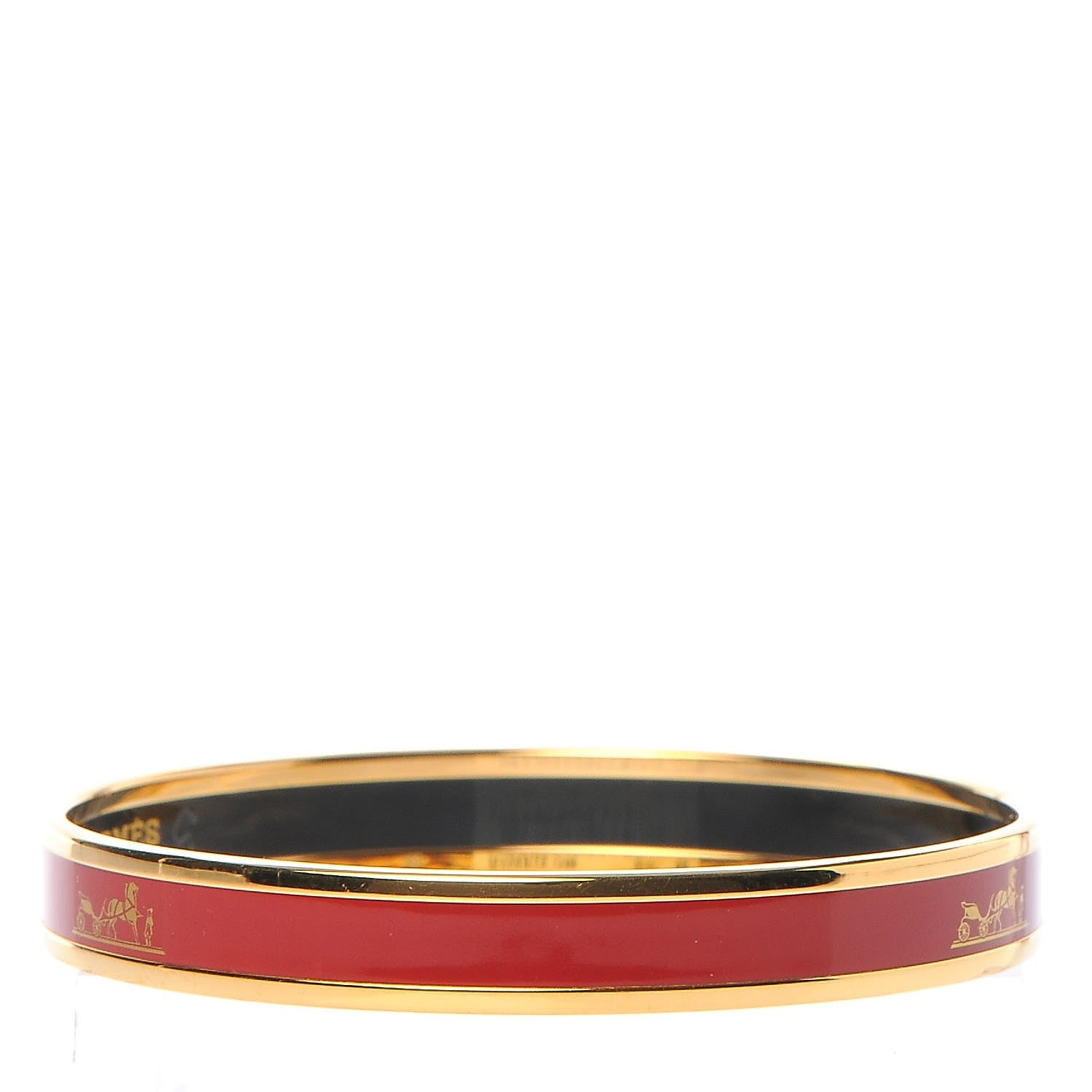 Hermes Enamel Narrow Caleche Bracelet 65 Rosso 4 of 7