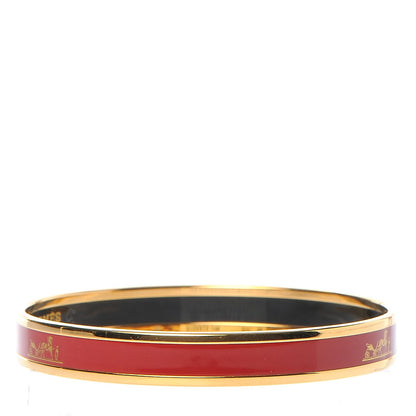 Hermes Enamel Narrow Caleche Bracelet 65 Rosso 4 of 7