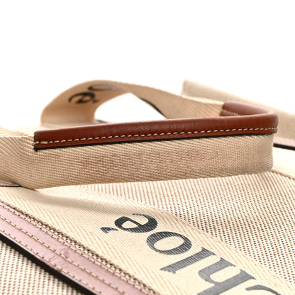 Chloe Cotton Calfskin Large Woody Ribbon Tote White Brown 12 of 13