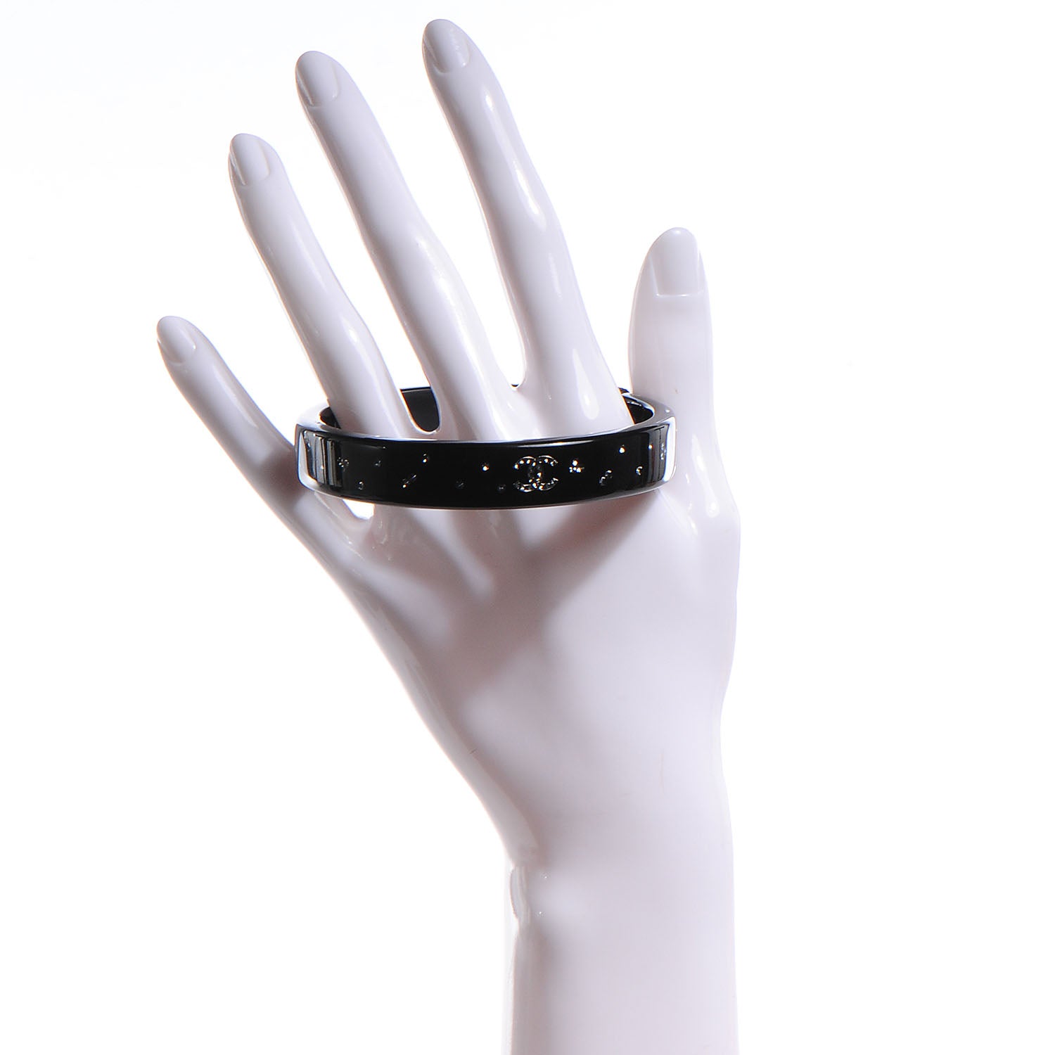 Chanel Resin Crystal CC Bangle Black 2 of 4